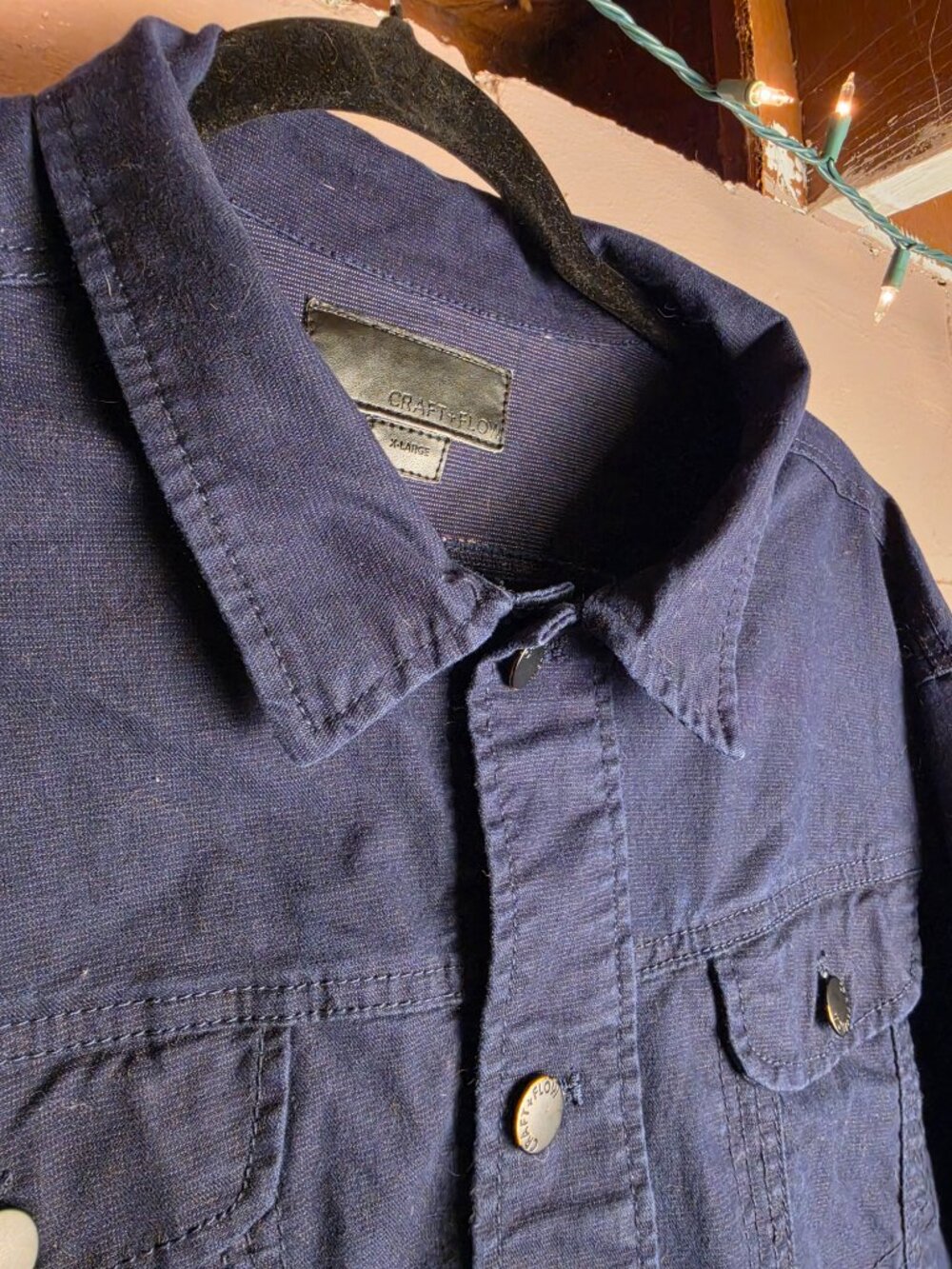 📌 Craft + Flow Navy Trucker Jacket XL - Picture 6 of 9